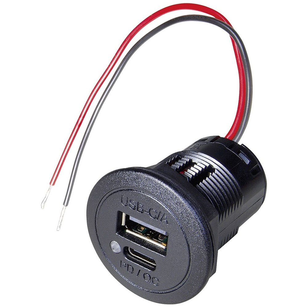 Dobbelt USB A/C Indbygningsudtag med LED Lys