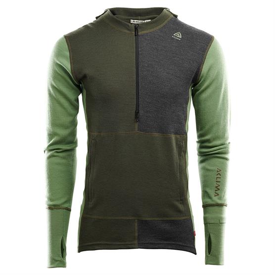 Aclima WarmWool Hoodsweater med lynlås til mænd - Jet Black