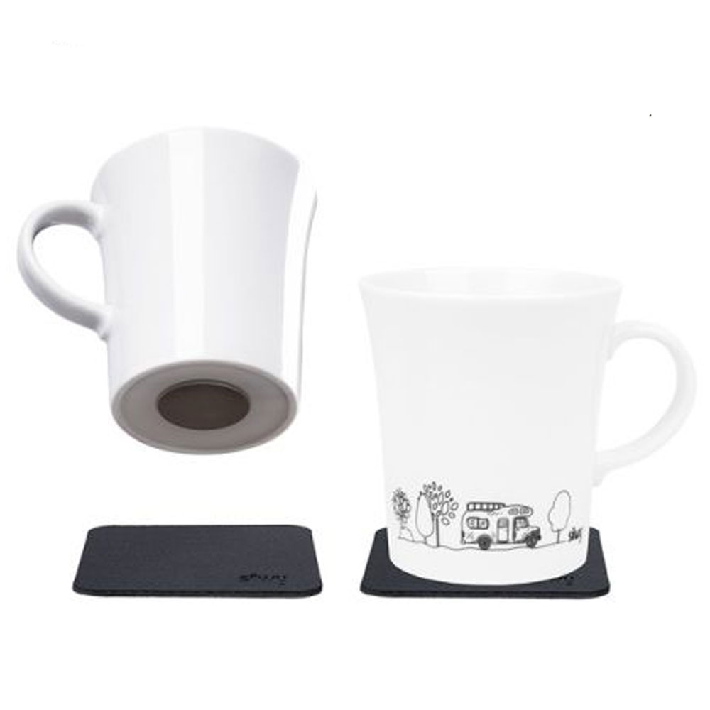 Silwy Porcelæn Service Med Magnet Krus Med Campingmotiv     Cl