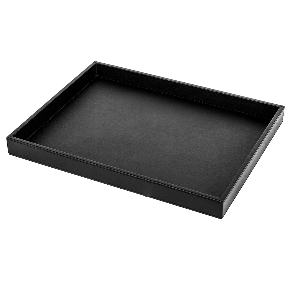 Silwy Metal Serveringsbakke med Læderlook - Tilbud!