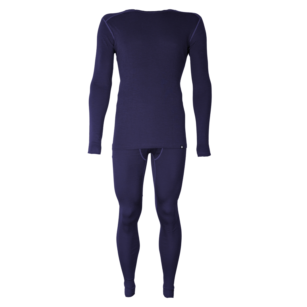 Merino Uldundertøj Sæt til Herre - Blå Base Layer