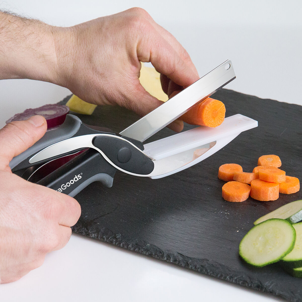 Køkken Kniv Saks Med Integreret Mini Skærebræt Scible Innovagoods