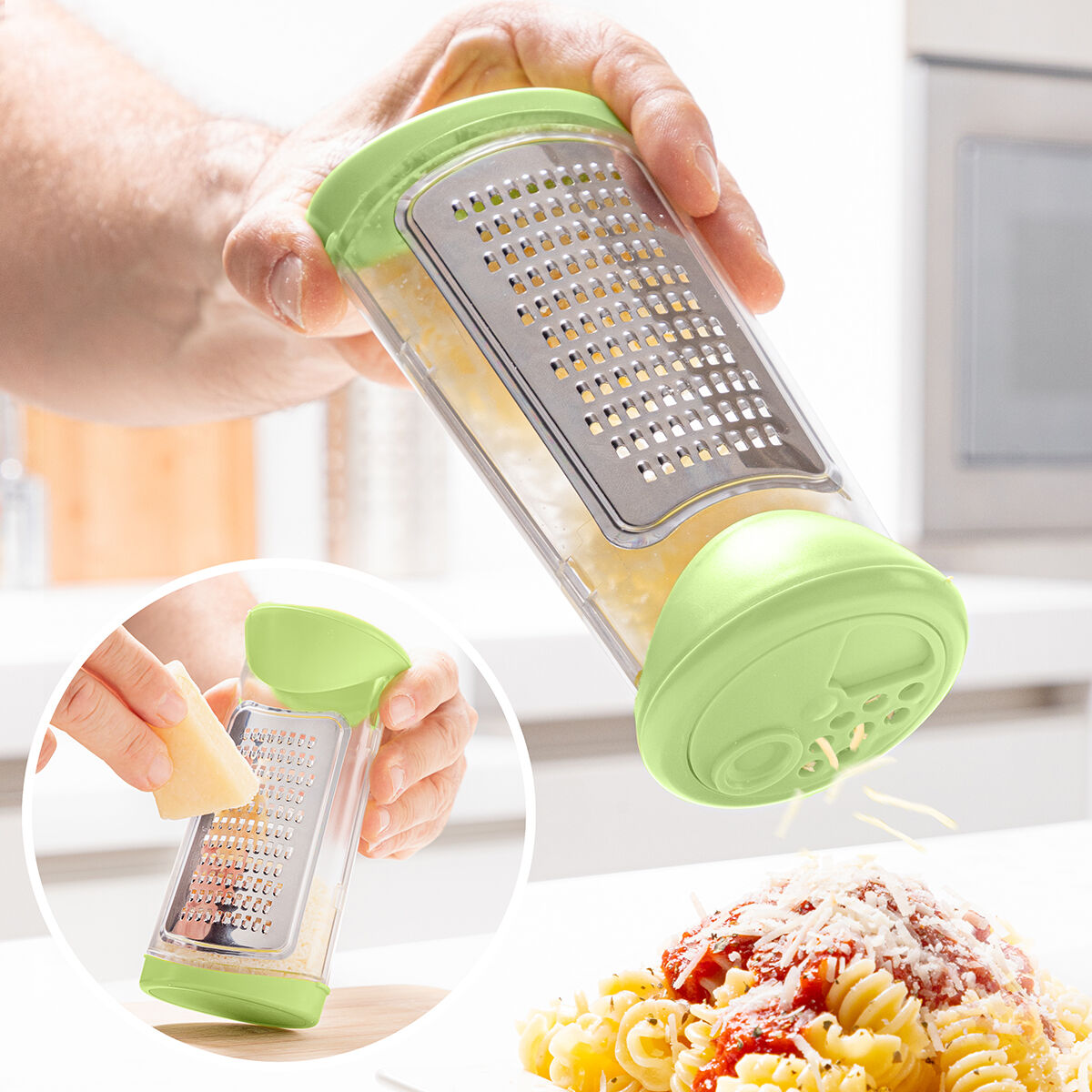 Rivejern Med Beholder Og Dispenserlåg  I  Cheezy Innovagoods