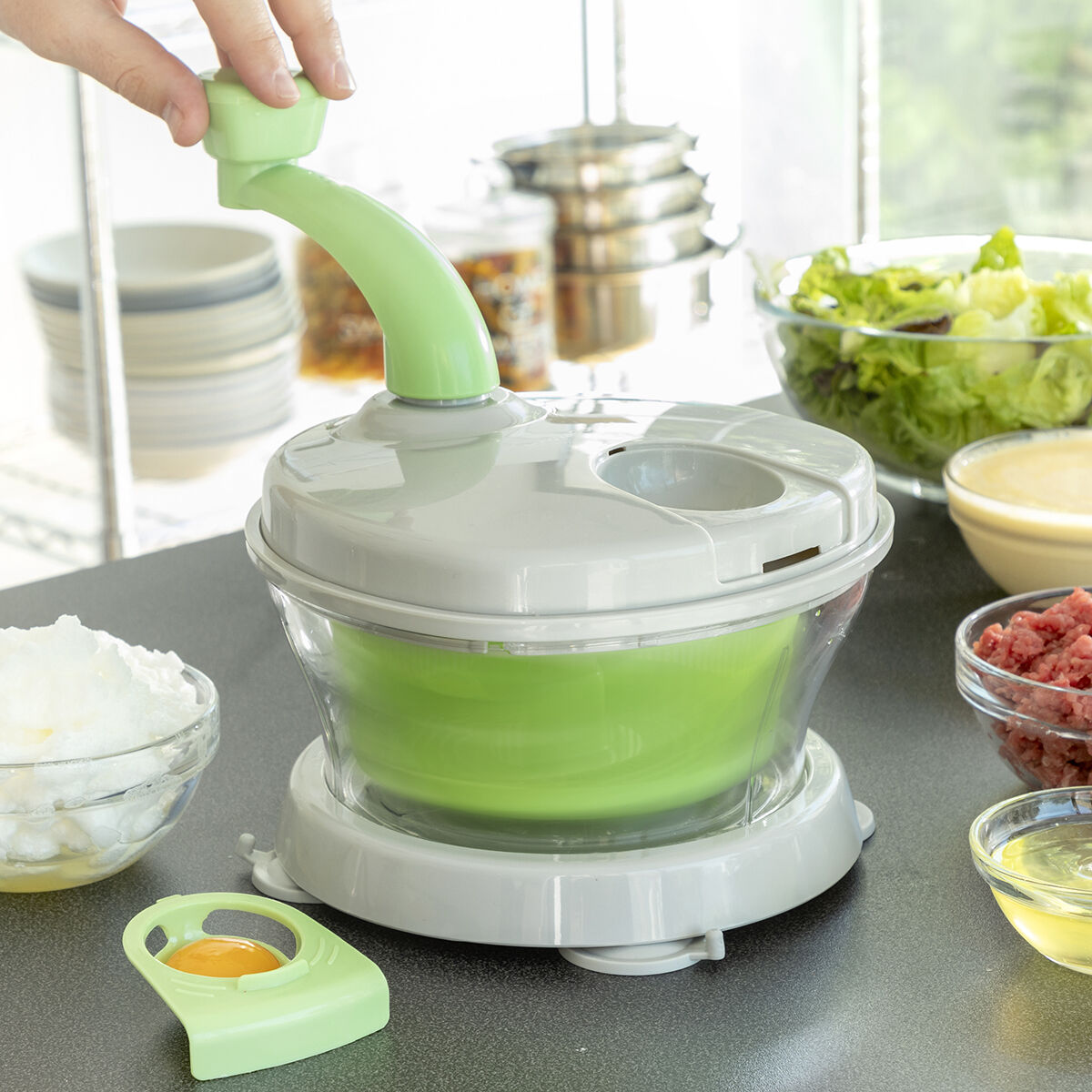 I  Manuel Salatslynge  Hakker  Og Mixer Med Tilbehør Og Opskrifter Chopix Innovagoods