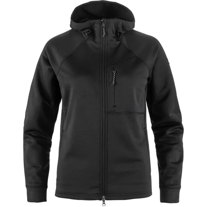 Fjällräven Abisko Grid Fleece Hoodie til kvinder - Sort