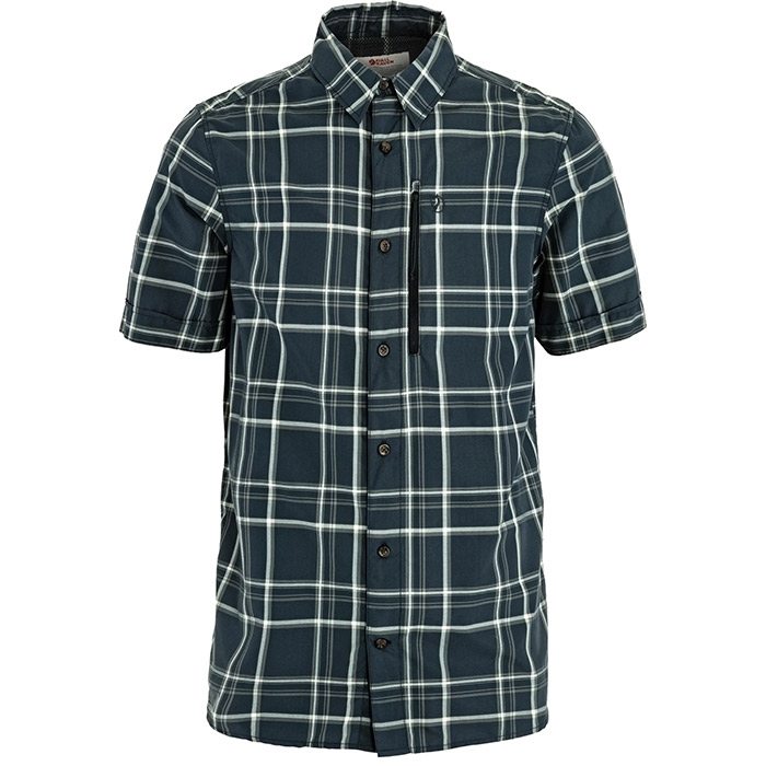 Fj? Llr? Ven Abisko Hike Shirt Ss Herre   Mænd Dark Navy   Chalk White Xl   Skjorter