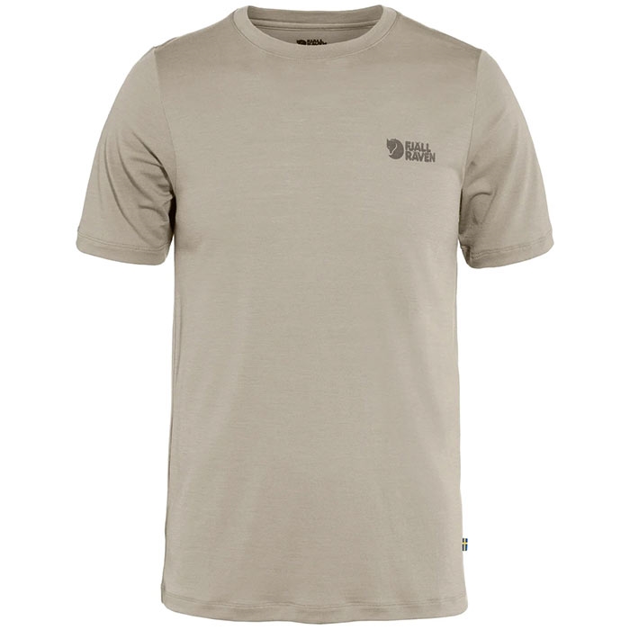 Fj? Llr? Ven Abisko Wool Logo Ss Herre   Mænd Light Fossil Xl   T Shirt  Polo Shirt