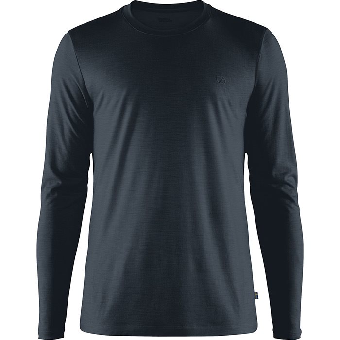 Fjällräven Abisko Uld Langærmet T-shirt - Mørkeblå Tilbud!