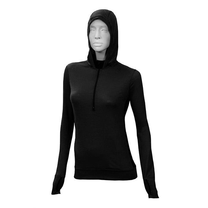 Aclima Lightwool Hoodie til kvinder - Sort, Løs Pasform