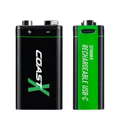 Coast 9V USB-C Genopladeligt Batteri 560mAh - 2 Stk Tilbud