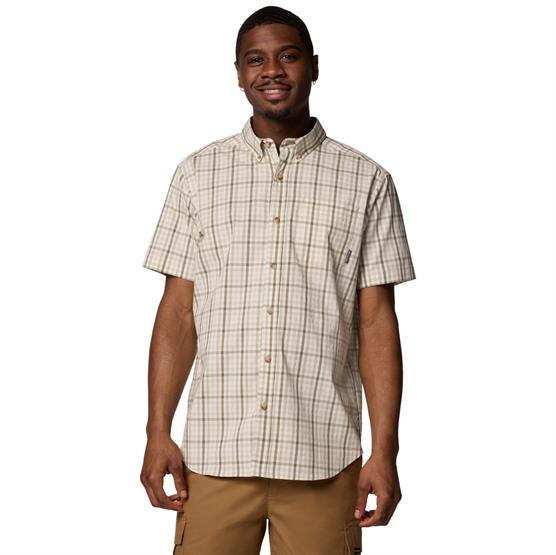 Columbia Mens Rapid Rivers Ii S S Shirt  Safari Multi Gingham