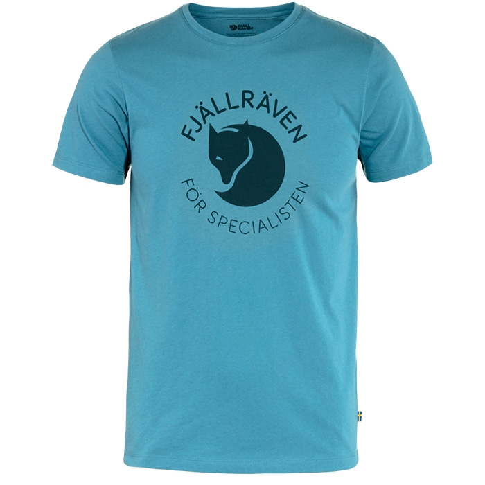 Fjällräven T-Shirt til Mænd – Dawn Blå med Logo på tilbud!