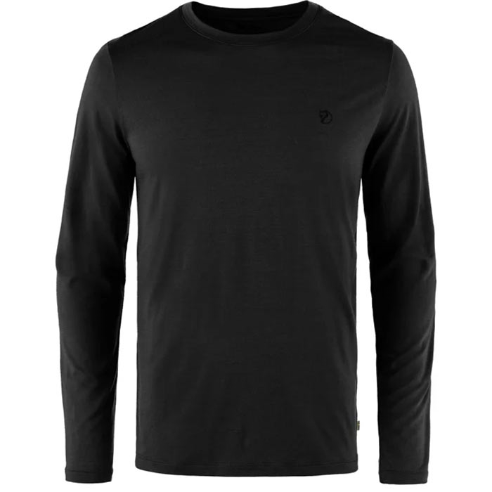Fjällräven Abisko Wool Langærmet T-shirt til Mænd - Sort