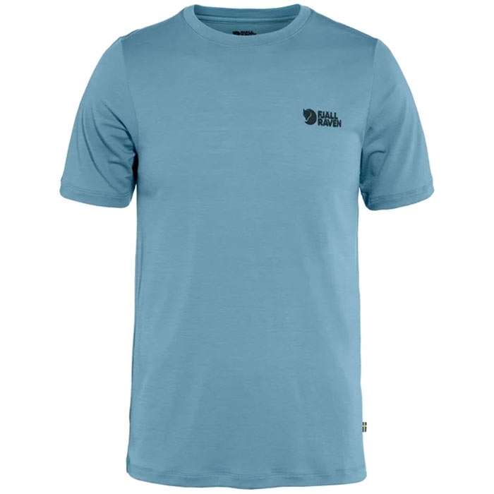 Fj? Llr? Ven Abisko Wool Logo Ss Herre   Mænd Dawn Blue M   T Shirt  Polo Shirt