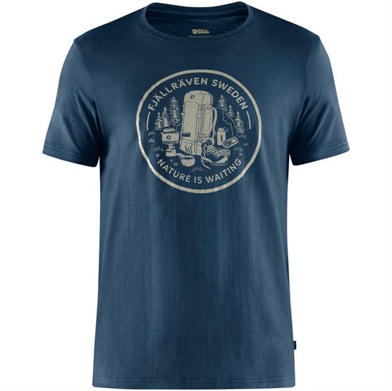 Fjällräven Fikapaus T-Shirt til mænd - Navy Retro Stil