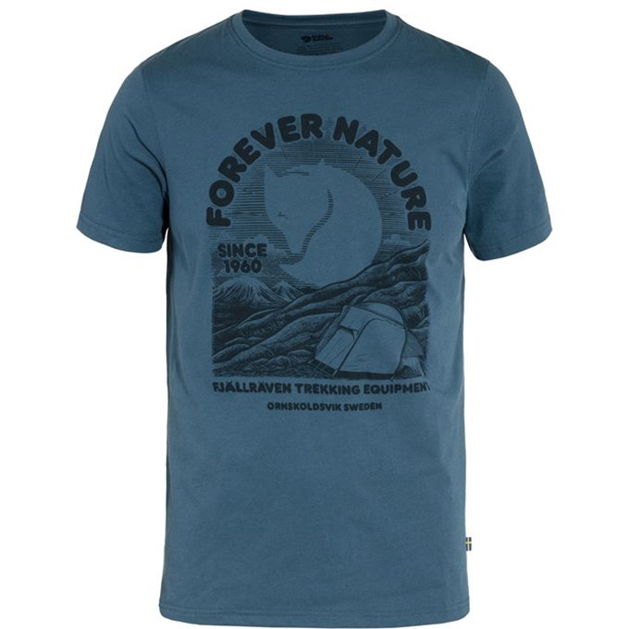 Fjällräven T-Shirt med Naturmotiv til Mænd – Blå 2XL