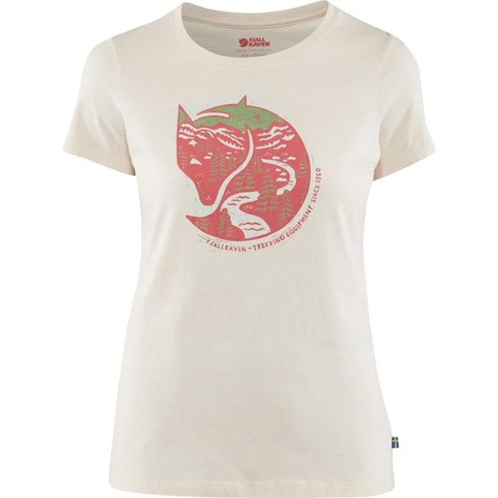 Fj? Llr? Ven Arctic Fox Print T Shirt Kvinder   Damer Chalk White L   T Shirts