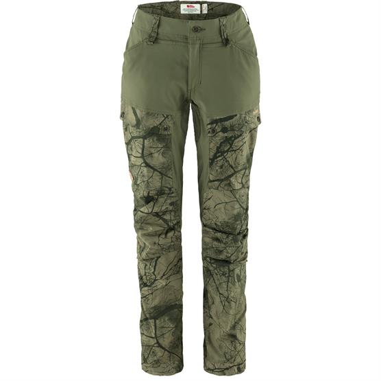 Fjällräven Keb Curved Bukser til Dame - Grøn Camo Tilbud!