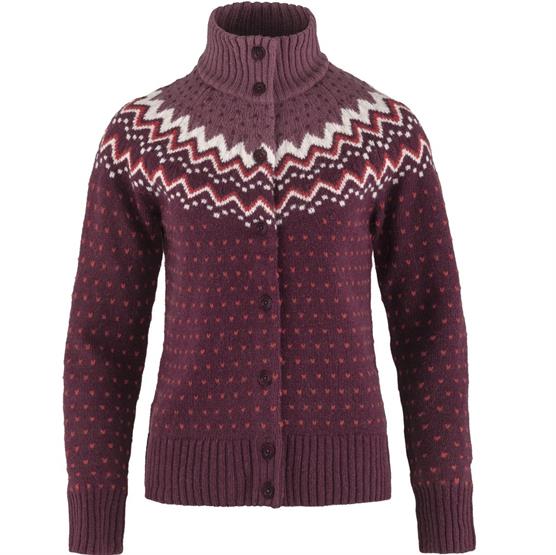 Fjällräven Övik Strikket Cardigan til Dame - Mørk Garnet