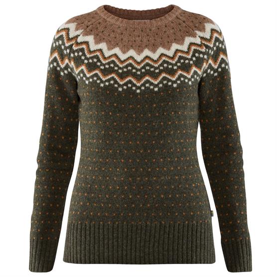 Fjällräven Övik Knit Uld Sweater til kvinder – Mørk Skov