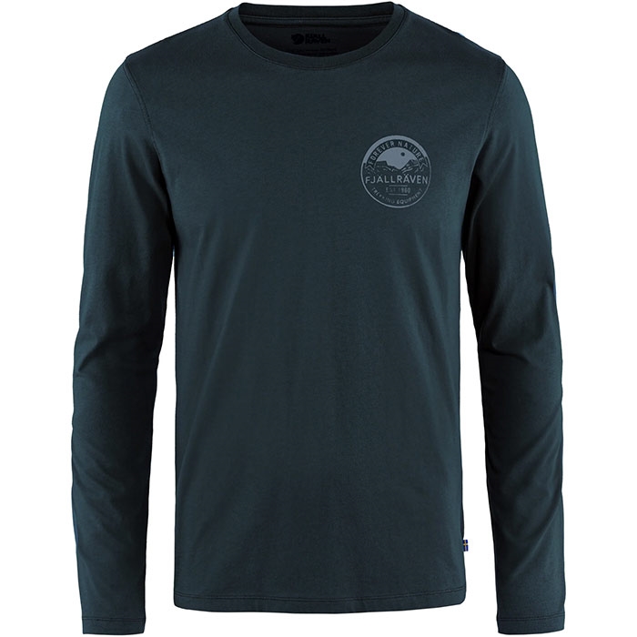Fj? Llr? Ven Forever Nature Badge Ls Herre   Mænd Dark Navy Xl   T Shirt  Polo Shirt