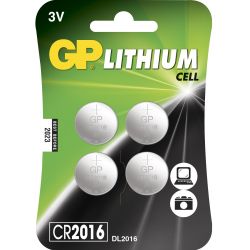 GP Lighting CR2016 Lithium Møntbatteri 4-Pack - Hurtig levering!