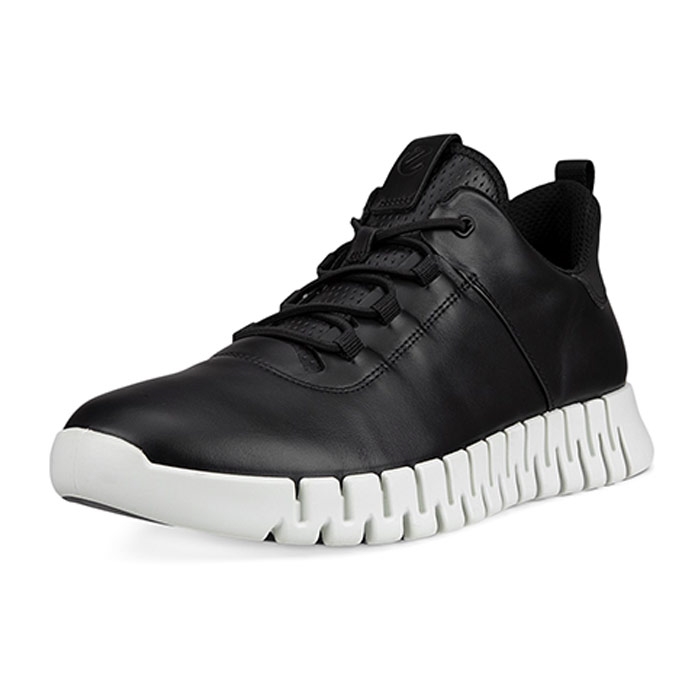 Ecco Gruuv Læder Sneakers til Mænd - Sort/Hvid Tilbud!