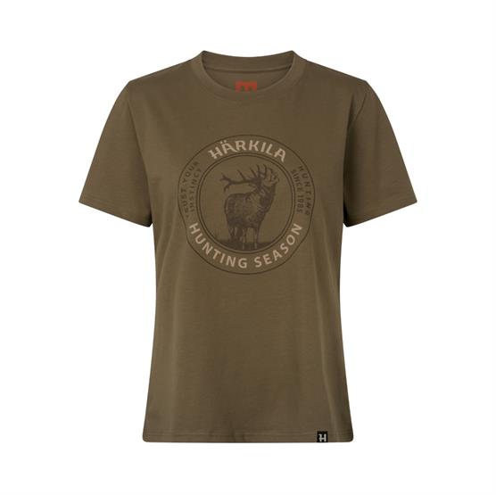 H? Rkila Stag Badge S S T Shirt Womens  Beech