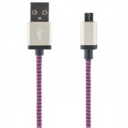 Streetz USB Sync Opladerkabel - Lilla Stofbelægning 1m