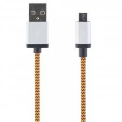 Streetz USB-kabel, stofbelagt, Type A til Micro B, orange