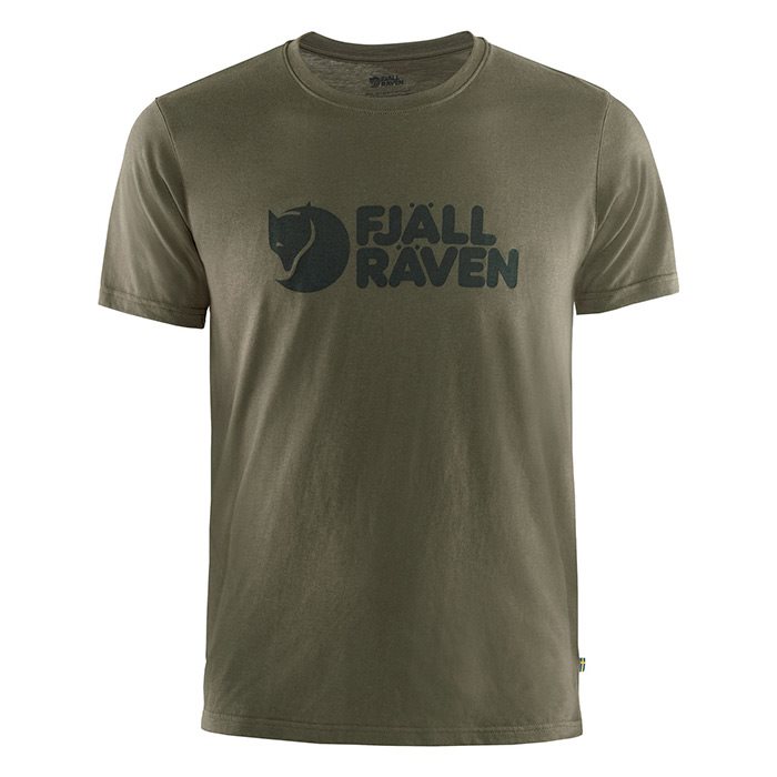 Fjällräven Logo T-Shirt til Mænd - Mørkegrøn - Hurtig Levering!