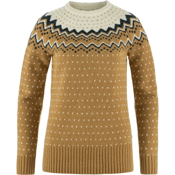 Fjällräven Vik Knit Sweater i Grønwheat og Brun - Must-Have!
