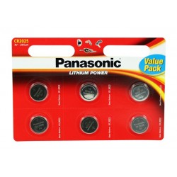 Panasonic CR2025 3V Lithium Knapcellebatterier - 6 Stk