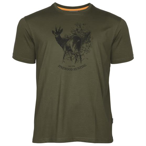 Pinewood Rådyr T-Shirt til Mænd - Økologisk Oliven