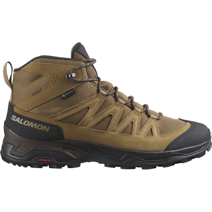 Salomon X Ward Leather Mid Gtx Herre   Mænd  Kang Sort Dull      Uk     Vandrestøvler