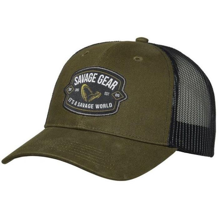 Savage Gear Badge Trucker Cap i Grøn - Fantastisk Tilbud!