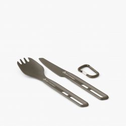 Sea To Summit Frontier Ul Cutlery Set     Piece  Spork And Knife Aluminium Hard Anodised Grey   Bestik