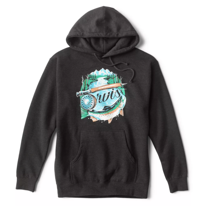Orvis Rainbow Trout Hoodie Dk Charcol