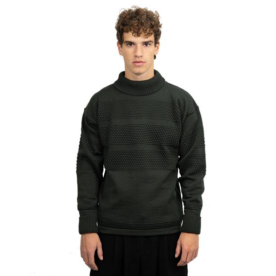 S  N  S  Herning Mens Fisherman Sweater  Dark Forest Green