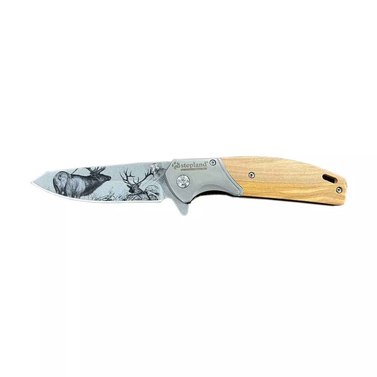 Praktisk Foldekniv med Kronhjort - 8 cm Blad