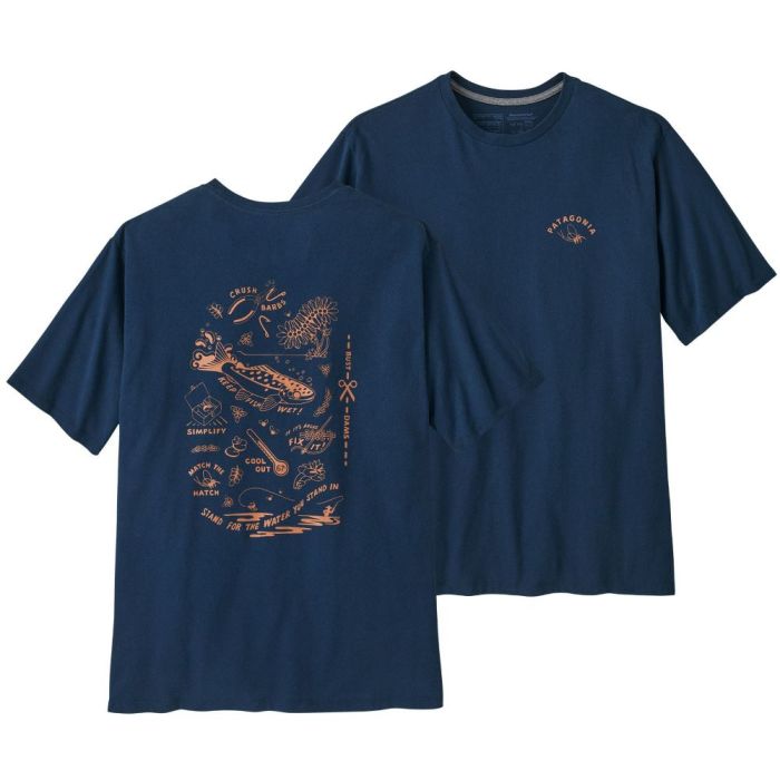 Patagonia M S Action Angler Responsibili Tee Tidepool Blue
