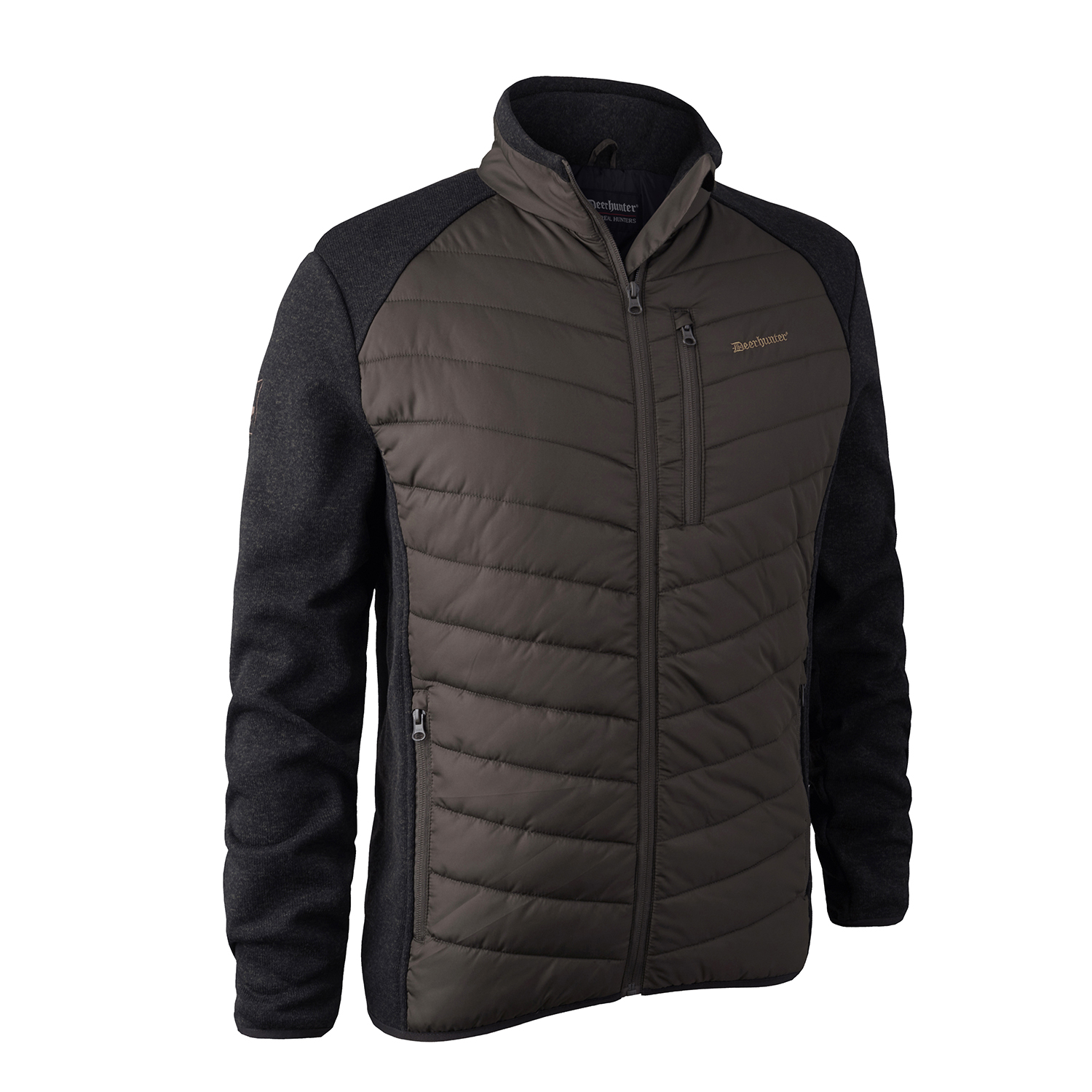 Moor Vatteret Jakke med Strik i Brown Leaf - Tilbud!