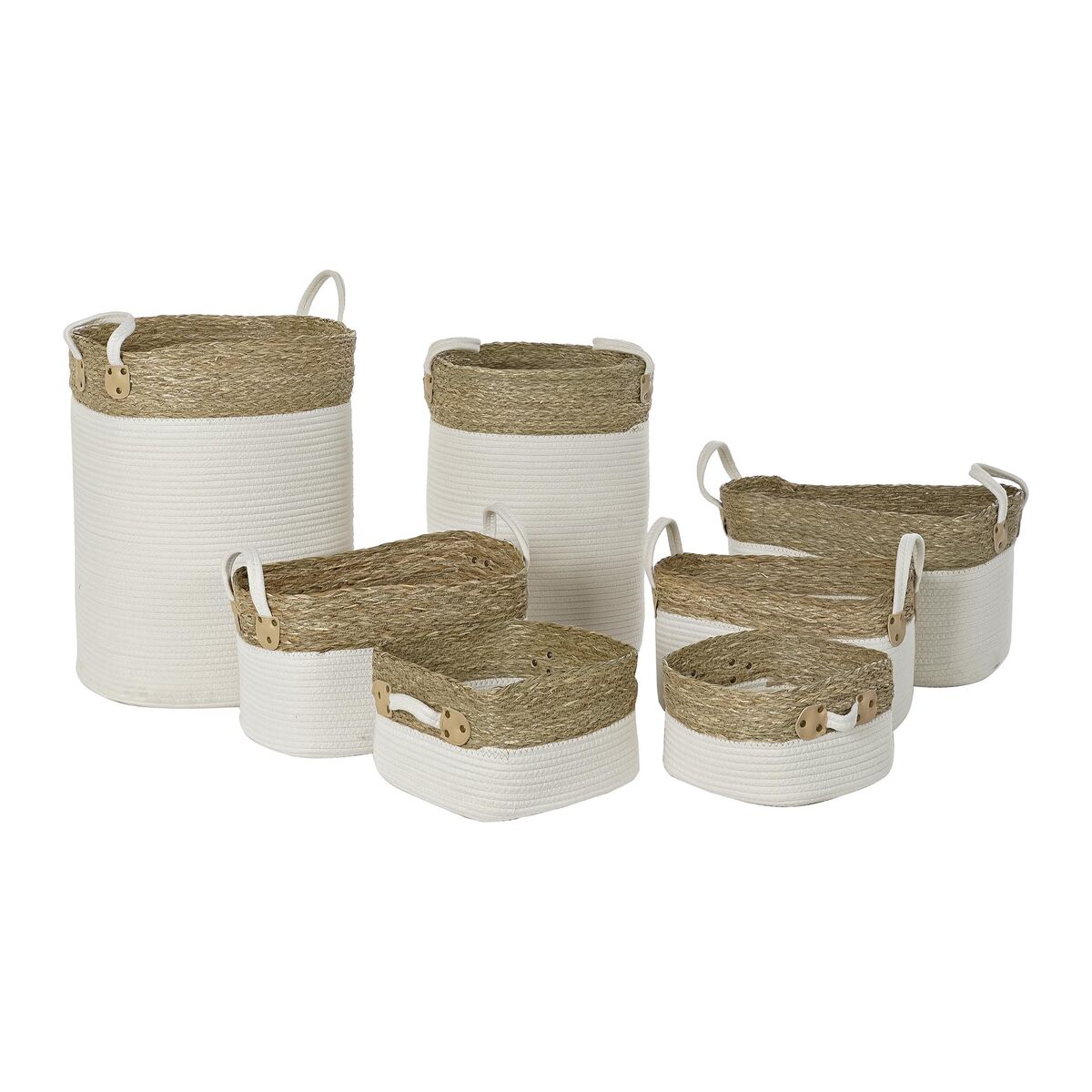Kurvesæt Dkd Home Decor Hvid Brun Naturlig Fiber   X   X   Cm