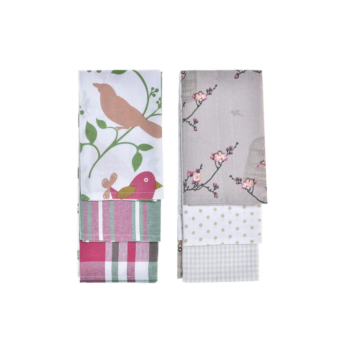 Sæt Med Klæder Dkd Home Decor Brun Rød Grøn Beige   X   X   Cm Cvetlice Fugle