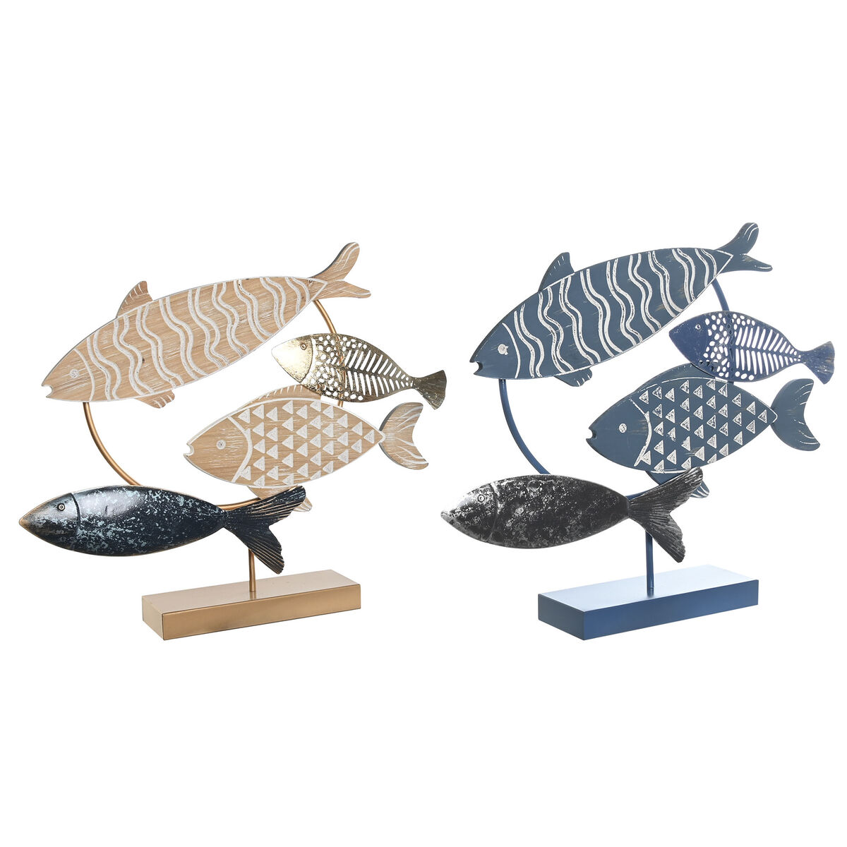 Dekorativ Figur Dkd Home Decor   X   X   Cm Natur Blå Gylden Spiraler Middelhavet   Enheder