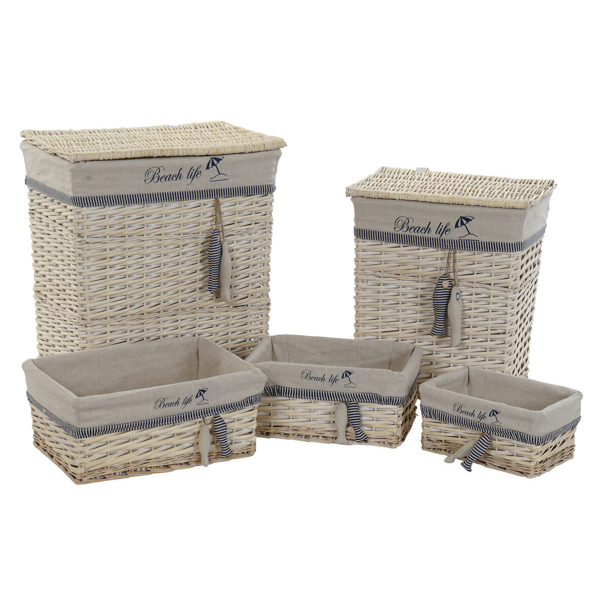 Kurvesæt Dkd Home Decor Blå Beige Aluminium Spiraler Middelhavet   Dele
