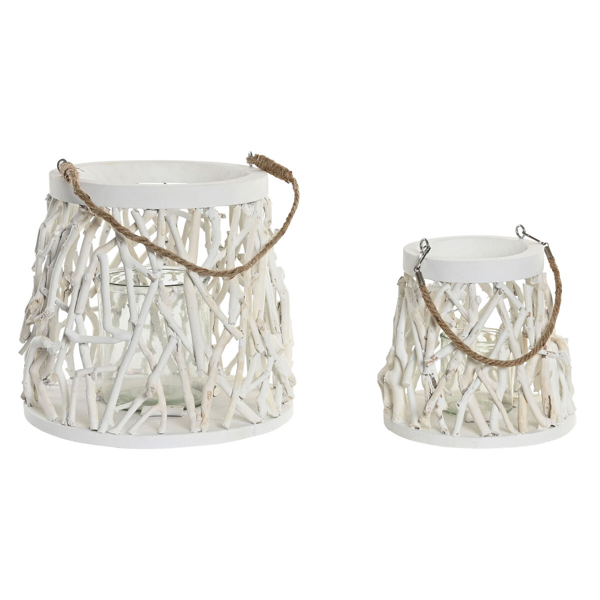 Lyseholder Home Esprit Hvid Træ Krystal   X   X   Cm   Enheder