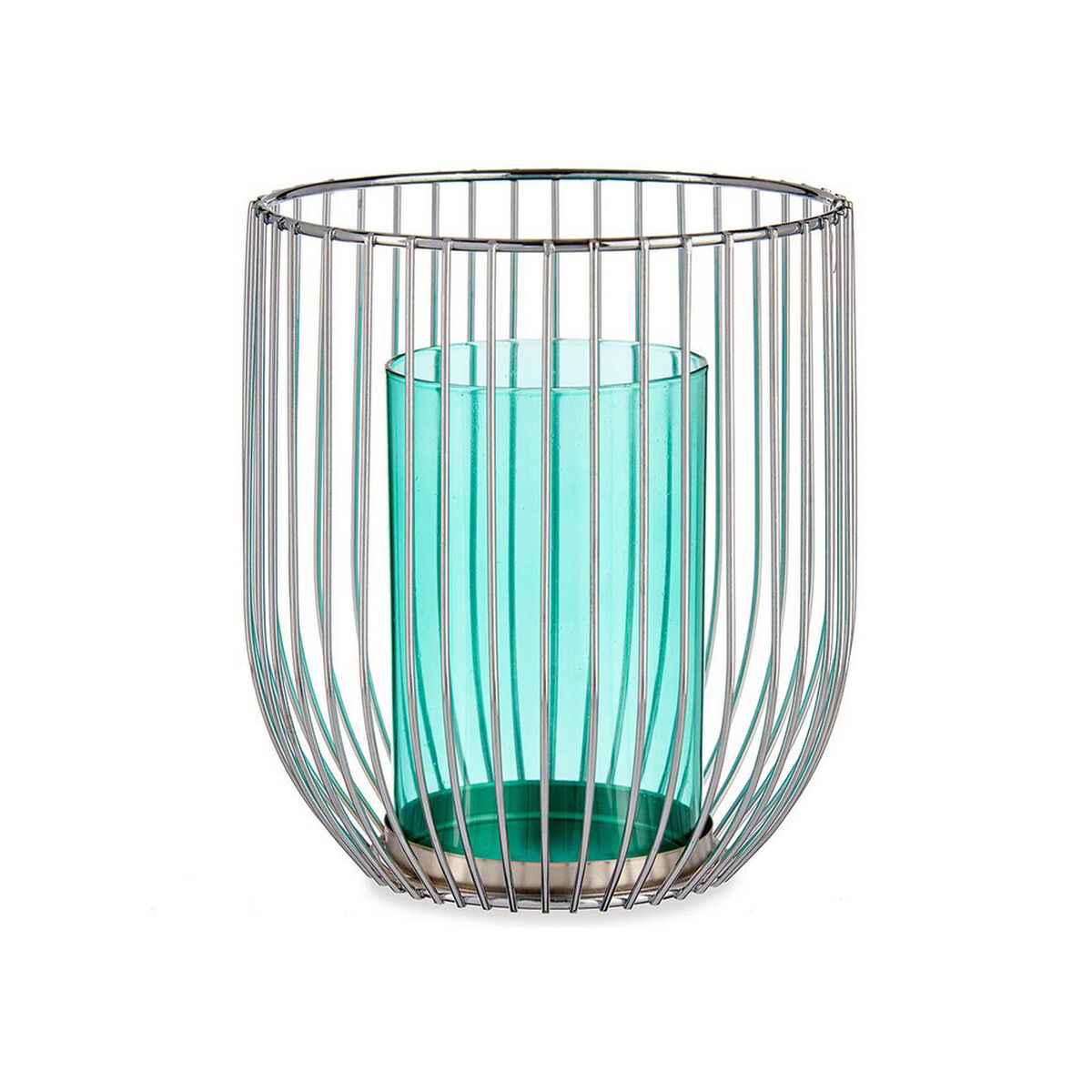 Lyseholder Gift Decor Blå Sølvfarvet Sølv Metal Glas   X   X   Cm Bur