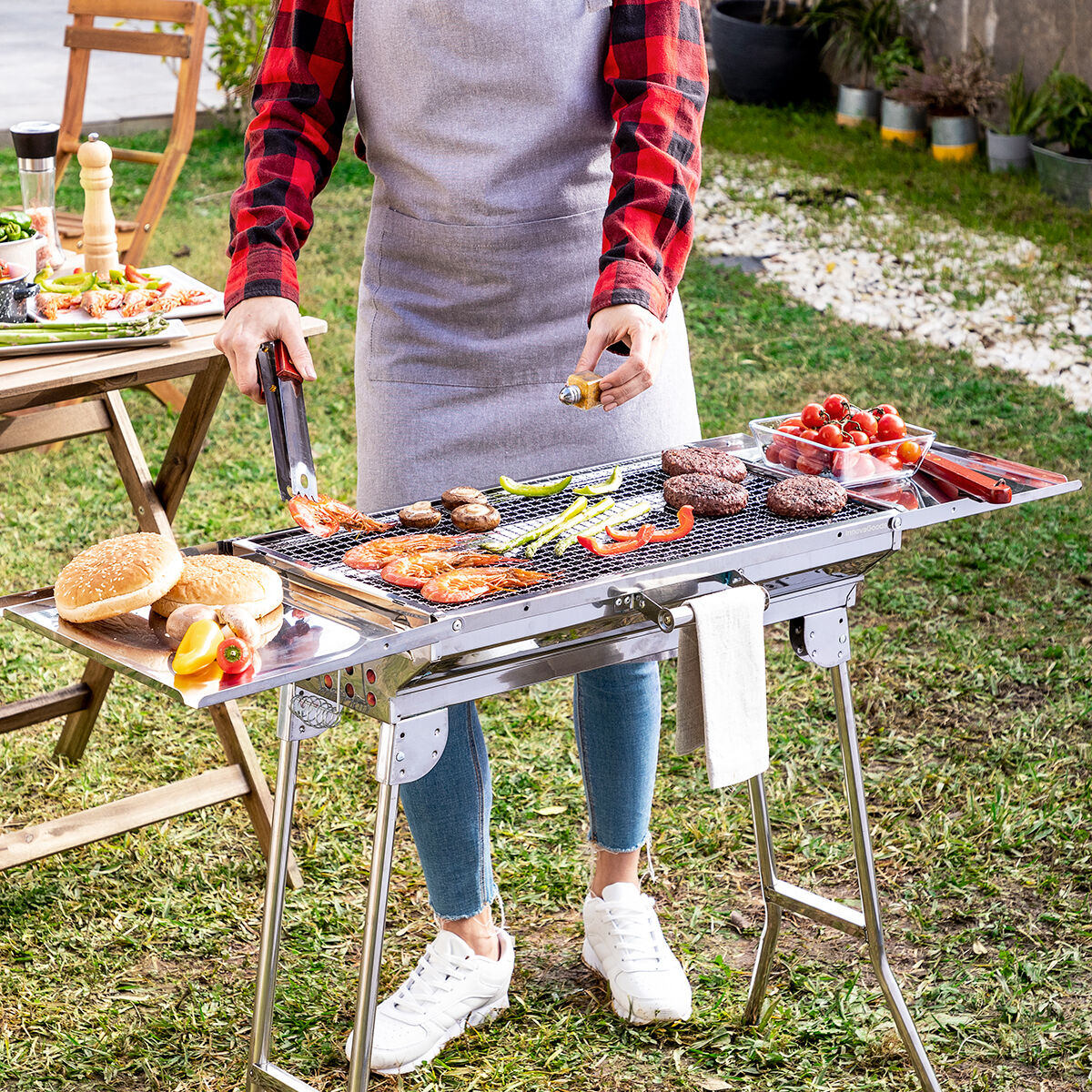Sammenklappelig Trækulsgrill Af Rustfrit Stål Exelq Innovagoods