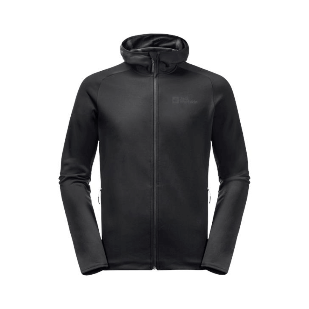 Fleecejakke Til Herre   Jack Wolfskin Baiselberg Hooded Fz M   Sort